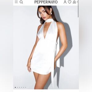 Peppermayo White Satin Halter Dress